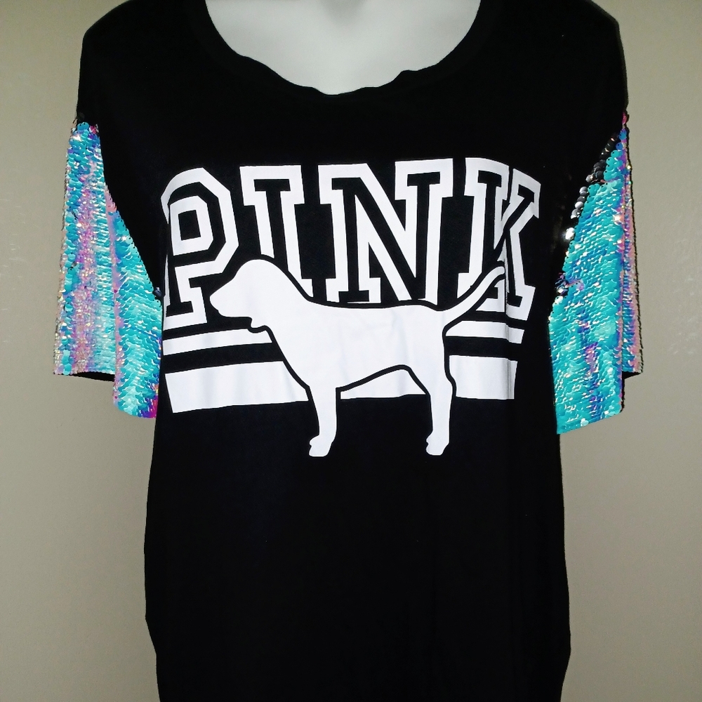 EXTREMELY RARE HTF VS PINK EXTRA LARGE MERMAID IRIDESCENT BLING GORGEOUS SHIRT
